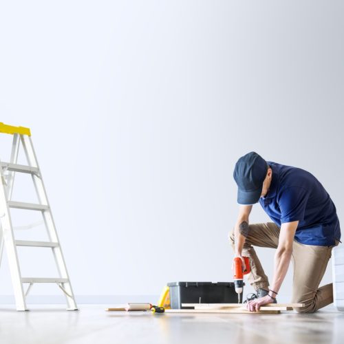 Man renovating his house with design space Man renovating his house with design space